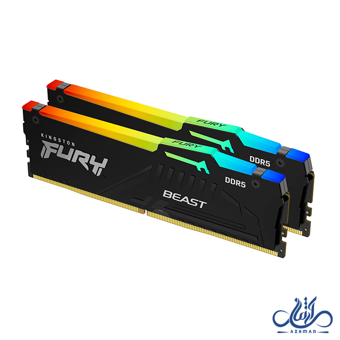 رم کامپیوتر کینگستون FURY Beast Black RGB 32GB DUAL 6000 CL30 intel XMP