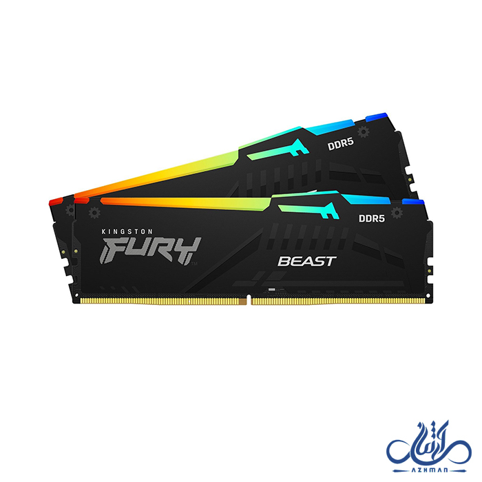 رم کامپیوتر کینگستون FURY Beast Black RGB 32GB DUAL 6000 CL36 intel XMP / AMD EXPO